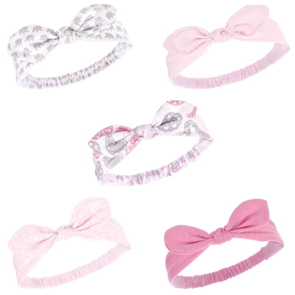 Hudson Baby Infant Girl Headbands 5 Pack, Paisley Medallion, 0-24 Months