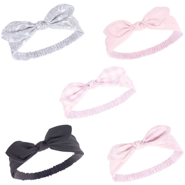 Hudson Baby Cotton and Synthetic Headbands Bundle Set, Flamingo, 0-24 Months