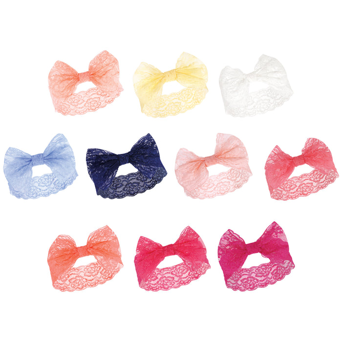 Hudson Baby Cotton and Synthetic Headbands Bundle Set, Periwinkle Yellow Pink Coral