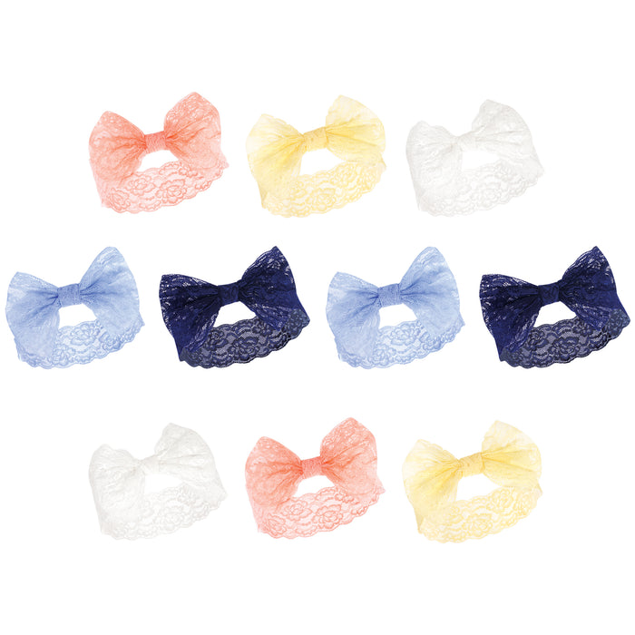 Hudson Baby Cotton and Synthetic Headbands Bundle Set, Periwinkle Yellow, 0-24 Months