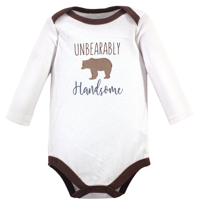 Hudson Baby Infant Boy Cotton Long-Sleeve Bodysuits 5 Pack, Little Bear