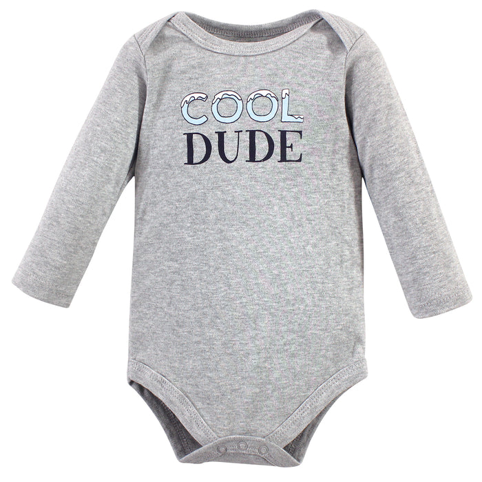 Hudson Baby Infant Boy Cotton Long-Sleeve Bodysuits 5 Pack, Polar Bear