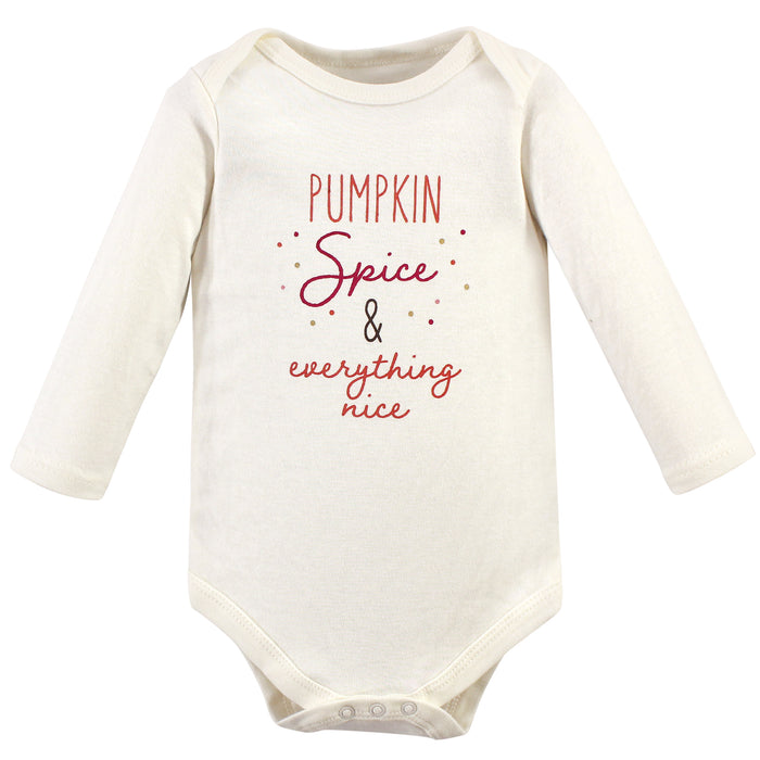 Hudson Baby Infant Girl Cotton Long-Sleeve Bodysuits, Pumpkin Spice