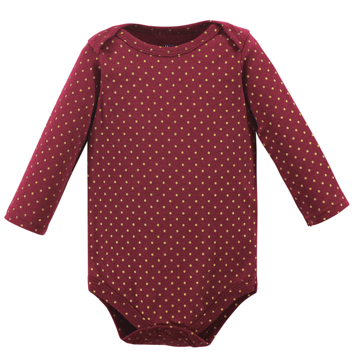 Hudson Baby Infant Girl Cotton Long-Sleeve Bodysuits, Pumpkin Spice
