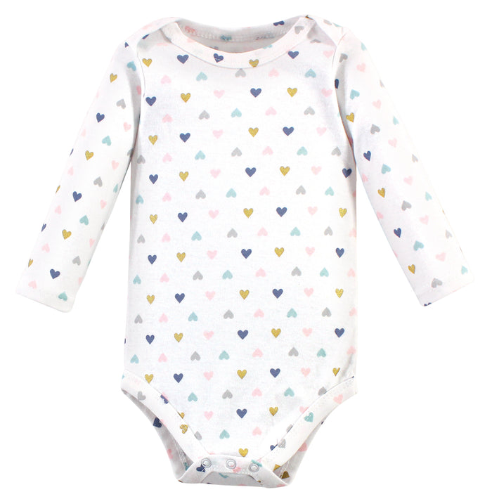 Hudson Baby Infant Girl Cotton Long-Sleeve Bodysuits 5-pack, Girl Baby Bear