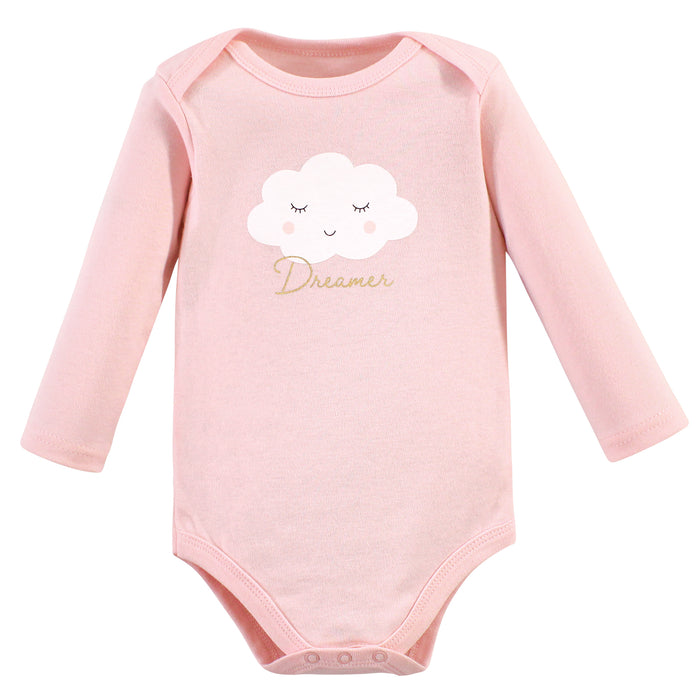 Hudson Baby Infant Girl Cotton Long-Sleeve Bodysuits 5-pack, Dreamer