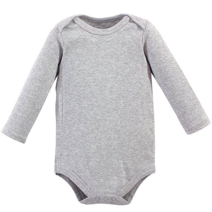 Hudson Baby 5-Pack Cotton Long-Sleeve Bodysuits, Gray Penguin