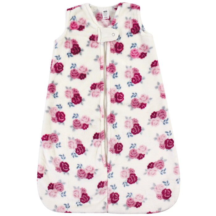 Hudson Baby Infant Girl Plush Sleeping Bag, Sack, Blanket, Floral, 0-6 Months