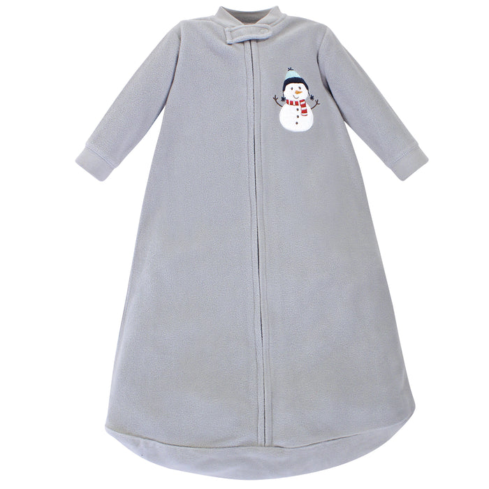 Hudson Baby Infant Long-Sleeve Fleece Sleeping Bag, Navy Snowman, 0-9 Months