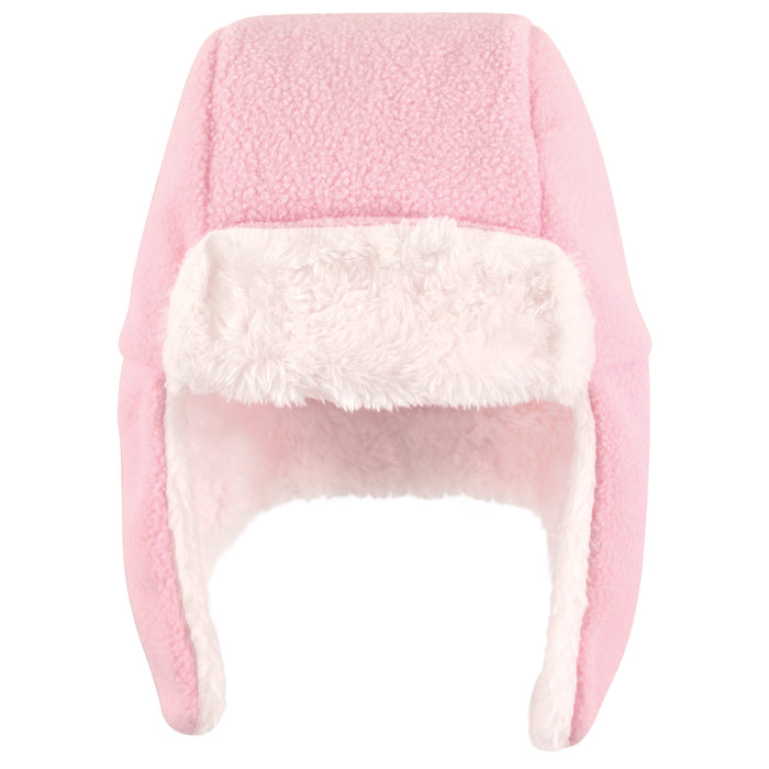 Hudson Baby Infant Girl Trapper Hat, Mitten and Bootie Set, Light Pink