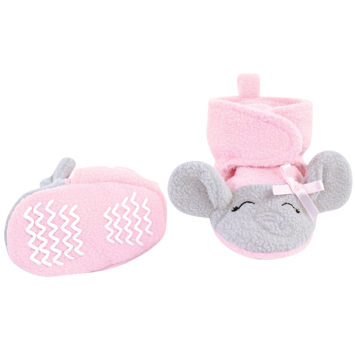 Hudson Baby Infant Girl Trapper Hat, Mitten and Bootie Set, Pink Gray Elephant