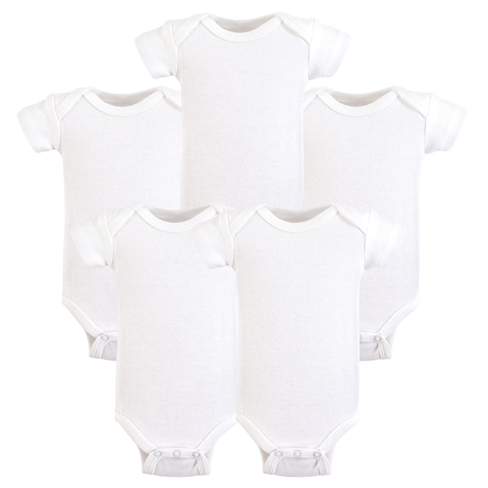 Hudson Baby Cotton Preemie Bodysuits 5 Pack, White