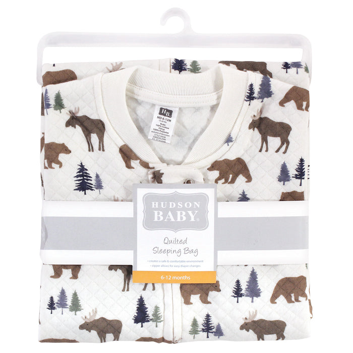 Hudson Baby Infant Boy Premium Quilted Sleeveless Wearable Blanket, Moose Bear