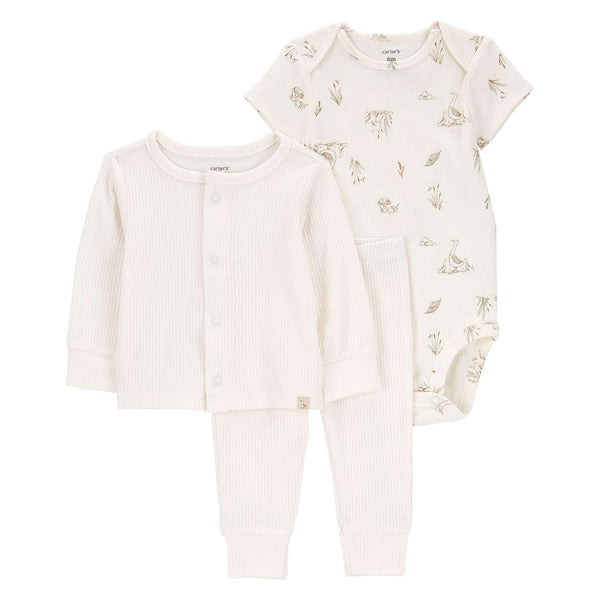 Carter's Baby 3 Piece Cardigan, Bodysuit & Pants Set in Neutral