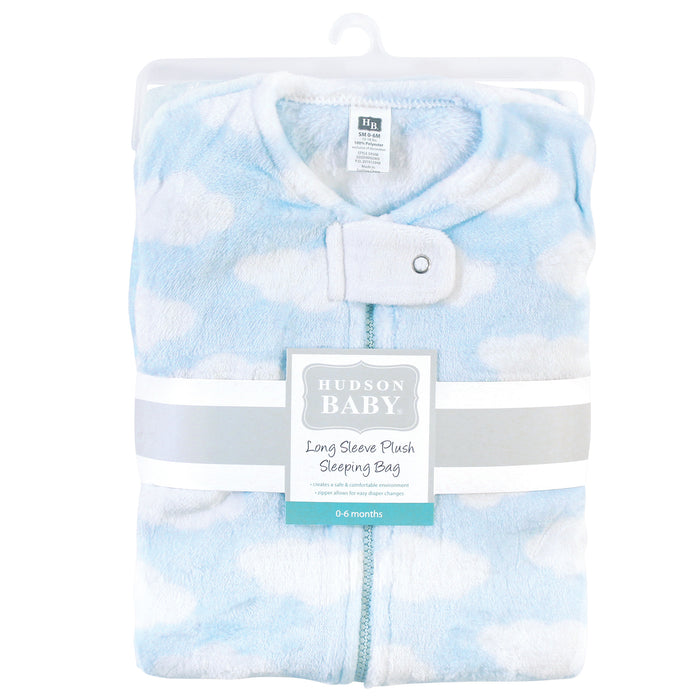 Hudson Baby Infant Boy Plush Wearable Blanket, Blue Clouds