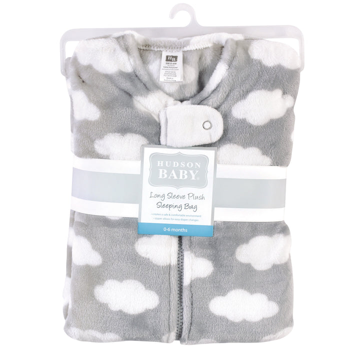 Hudson Baby Infant Plush Sleeping Bag, Sack, Blanket, Gray Clouds