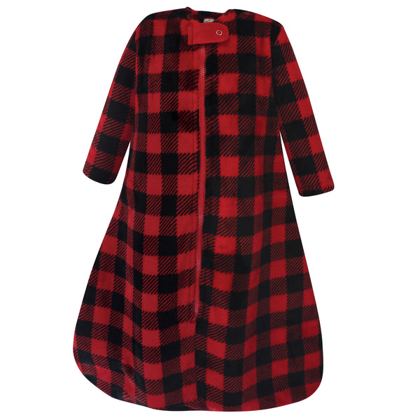 Hudson Baby Infant Plush Sleeping Bag, Sack, Blanket, Buffalo Plaid Long-Sleeve