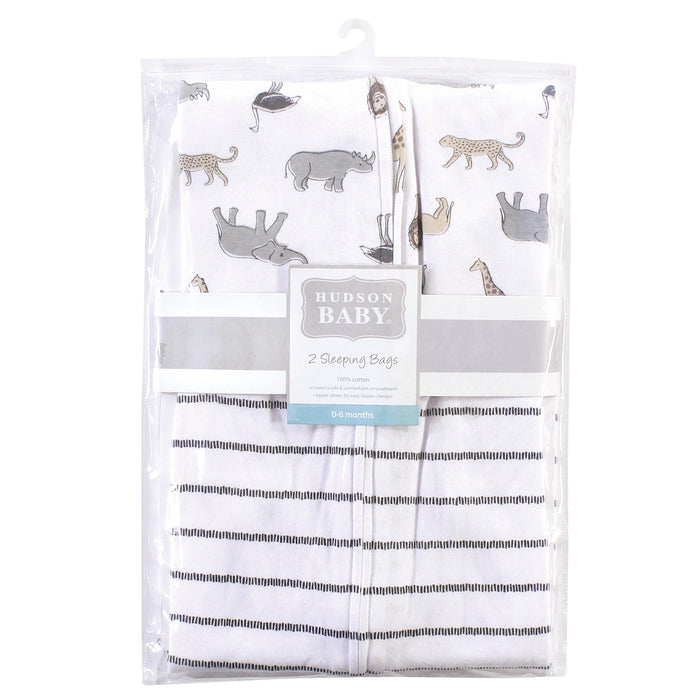 Hudson Baby Infant Cotton Sleeveless Wearable Blanket, Modern Neutral Safari