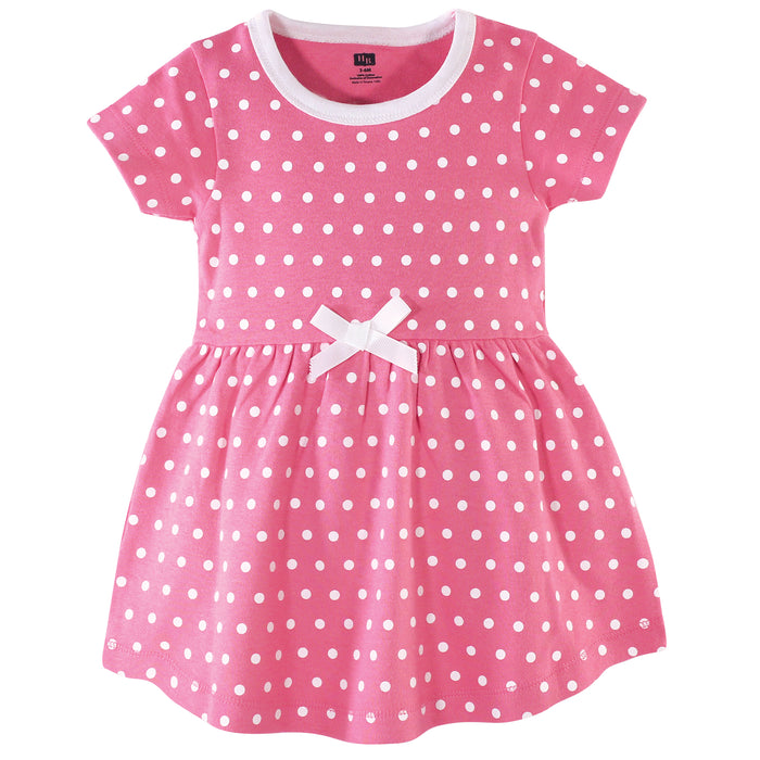 Hudson Baby Infant and Toddler Girl Cotton Short-Sleeve Dresses 2 Pack, Spring Mix