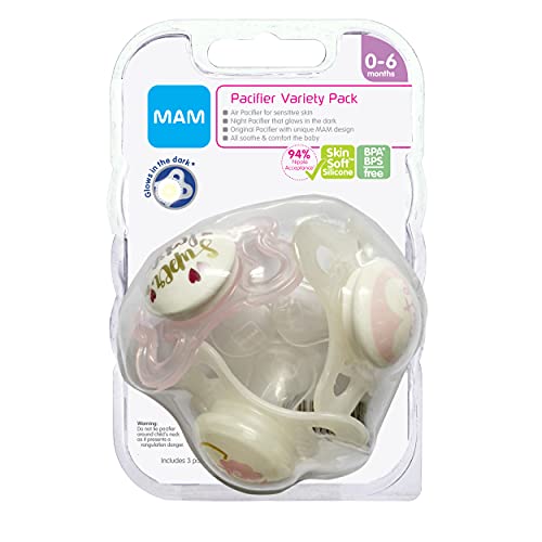 MAM Baby Pacifier, 0-6 Months, Girl, 3 Pack