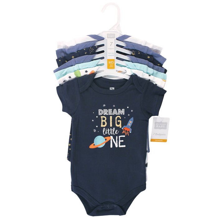 Hudson Baby Infant Boy Cotton Bodysuits, Solar System 7-Pack