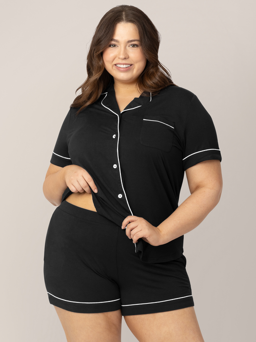 Kindred Bravely Clea Bamboo Short Sleeve Pajama Set | Black