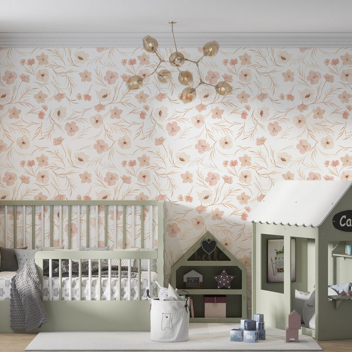 TeepeeJoy Flower Peel and Stick Wallpaper or Traditional Wallpaper - Ethereal Petal Cascade