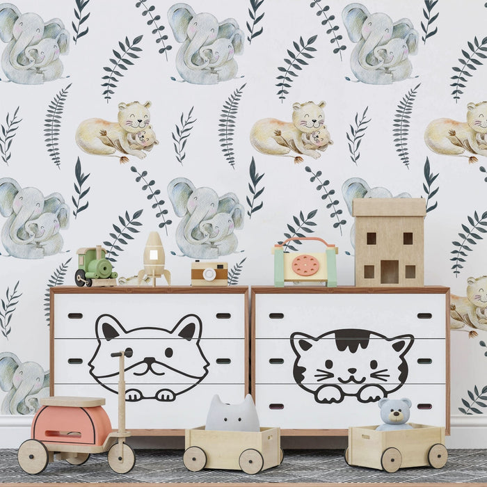 TeepeeJoy Animal Theme Nursery Wallpaper - Nurturing Nature