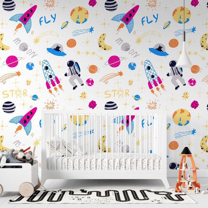 TeepeeJoy Galaxy Peel and Stick Wallpaper or Traditional Wallpaper - Galactic Explorers