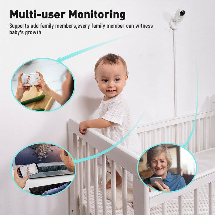 Simyke Smart Baby Monitor: 1080P Camera + 3.5” LCD Display, Smartwatch Connectivity