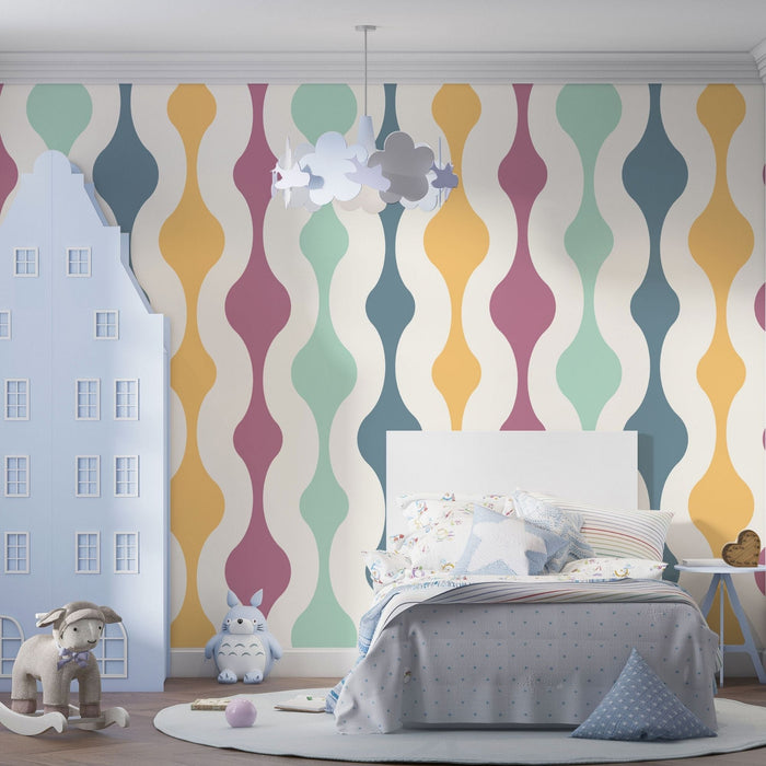 TeepeeJoy Abstract Peel and Stick Wallpaper or Traditional Wallpaper - Pastel Serenity Waves