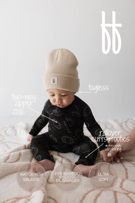 forever french baby Bamboo Zip Pajamas | Midnight Pumpkin