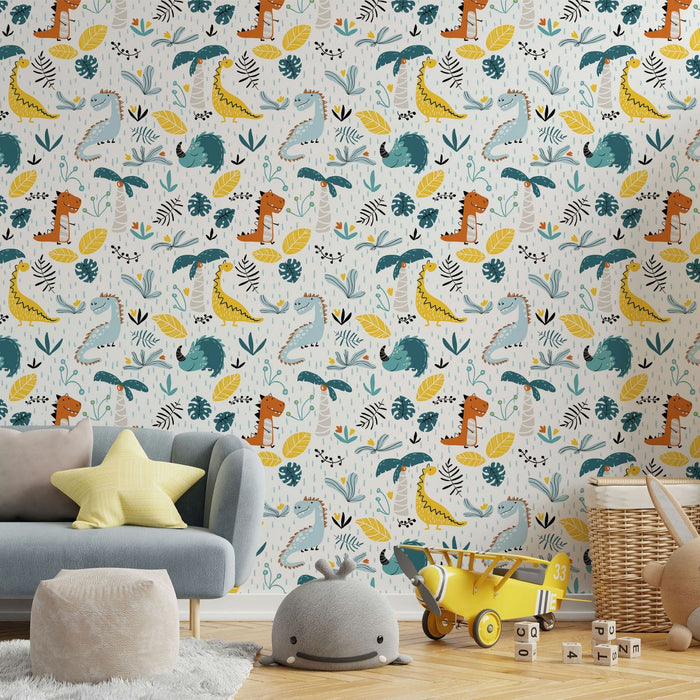 TeepeeJoy Dinosaur Theme Nursery Wallpaper - Prehistoric Playtime