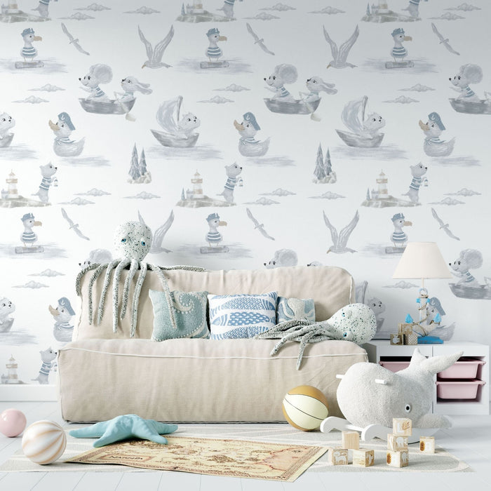 TeepeeJoy Nautical Themed Wallpaper for Nursery and Kids Rooms - Oceanic Adventures