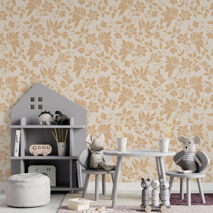 TeepeeJoy Flower Peel and Stick or Traditional Wallpaper - Creamy Petal Dance