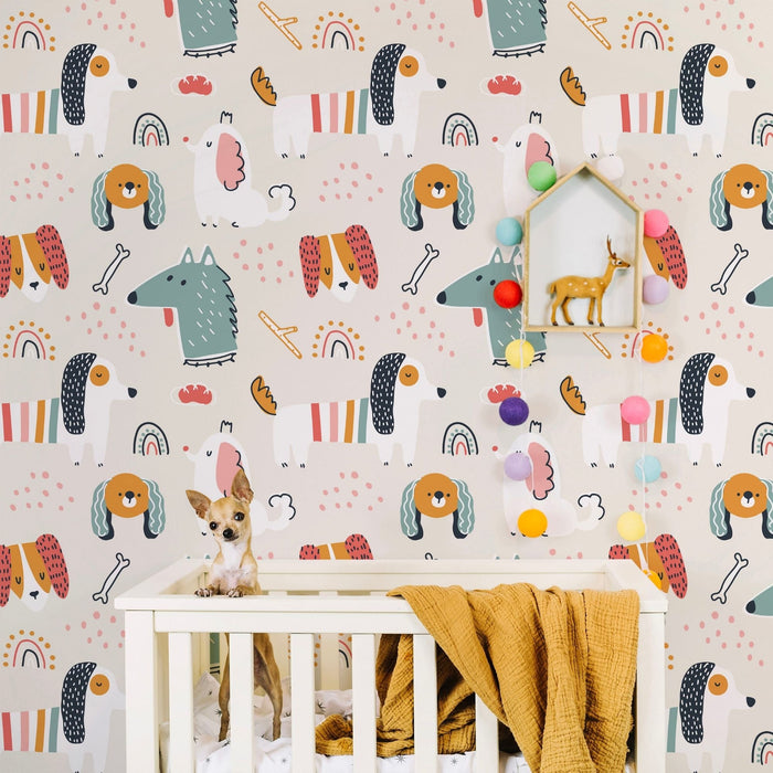 TeepeeJoy Dog Themed Wallpaper - Puppy Playdate