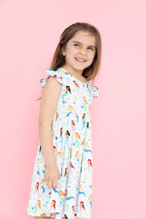 Bird & Bean Bamboo Flutter Twirl Dress - Mermaid Magic