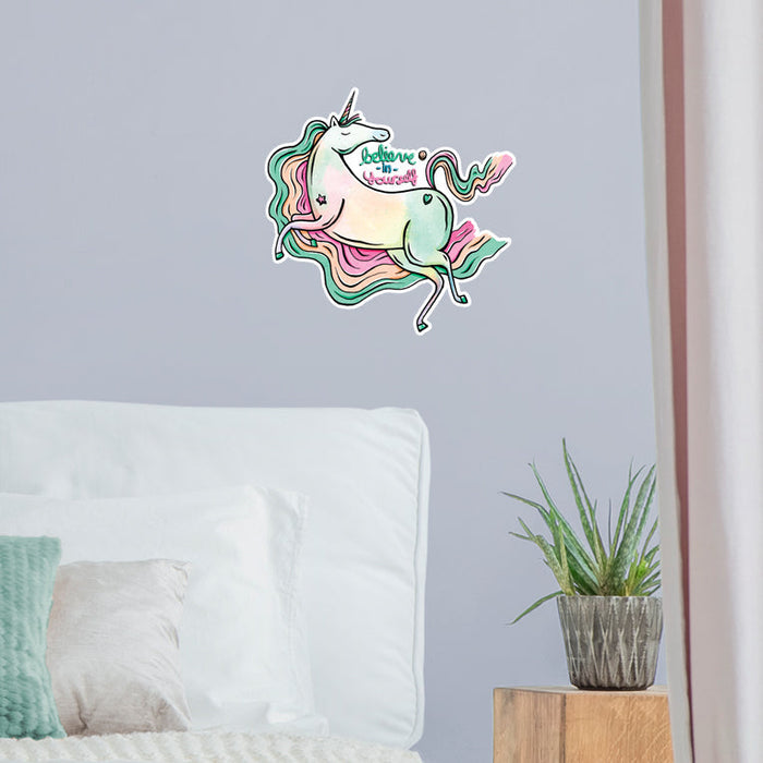 Fathead Believe In Yourself Rainbow Unicorn        - Officially Licensed Big Moods Removable     Adhesive Decal