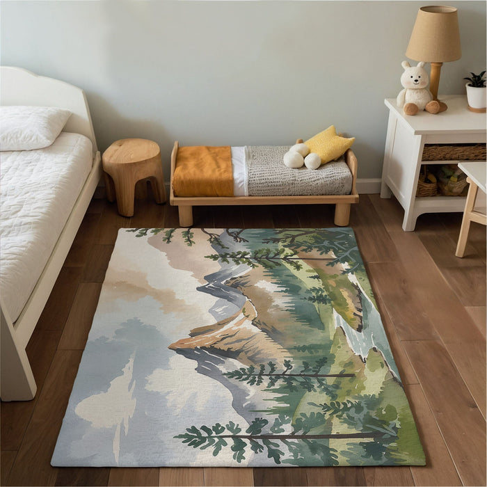 TeepeeJoy Kids and Nursery Mountain Area Rug - Peaks and Pines