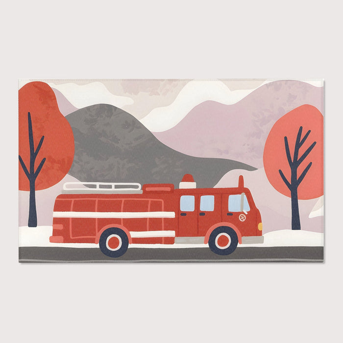 TeepeeJoy Firetruck Rug for Kids and Nursery Rooms - Frostfire Freewheeler