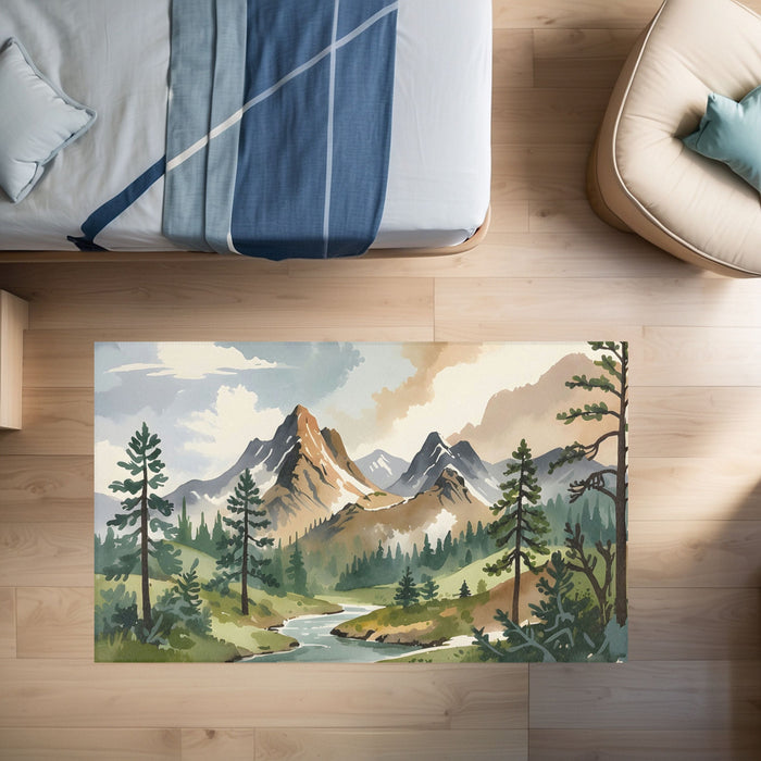 TeepeeJoy Kids and Nursery Mountain Area Rug - Peaks and Pines