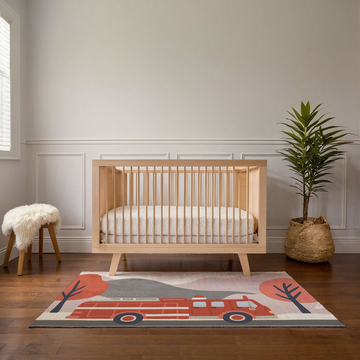 TeepeeJoy Firetruck Rug for Kids and Nursery Rooms - Frostfire Freewheeler