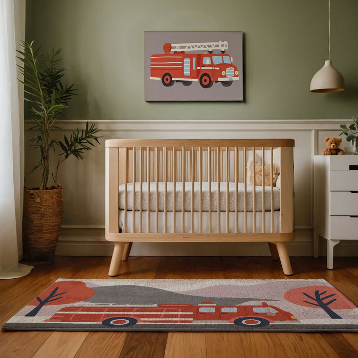 TeepeeJoy Firetruck Rug for Kids and Nursery Rooms - Frostfire Freewheeler