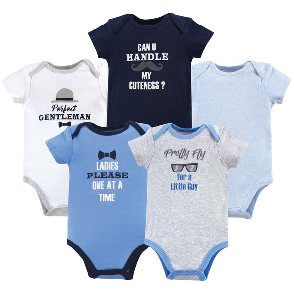 Luvable Friends Baby Boy Cotton Bodysuits 5-Pack, Gentleman