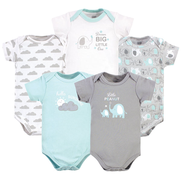 Luvable Friends Baby Boy Cotton Bodysuits, Boy Basic Elephant