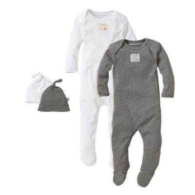 Burt's Bees Baby Set of 2 Bee Essentials Solid Footed Coveralls