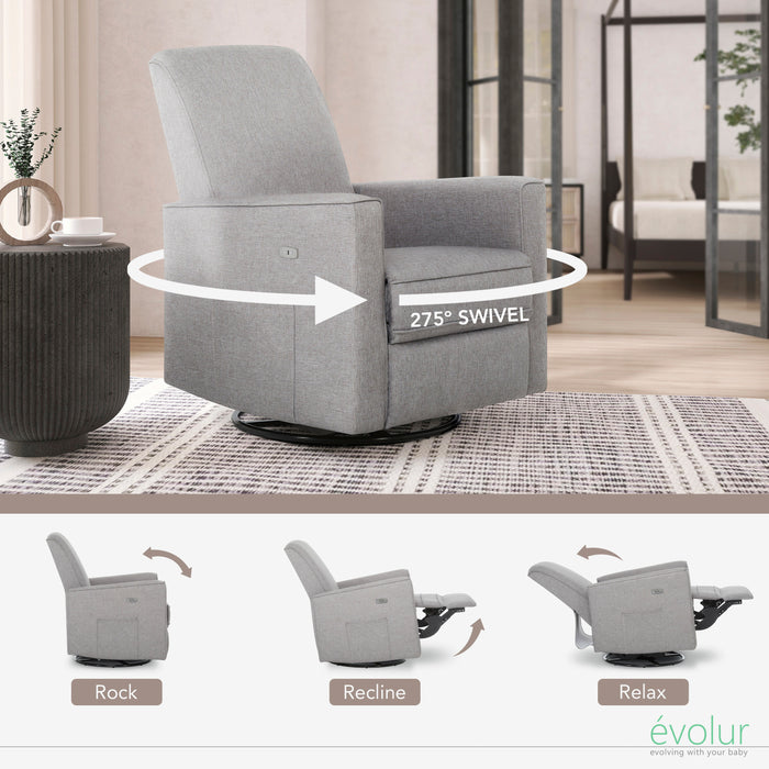 Evolur Harlow Deluxe Upholstered Glider Power Recliner with USB Port buybuy BABY