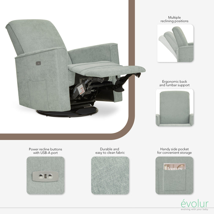 Evolur Harlow Deluxe Upholstered Glider Power Recliner with USB Port buybuy BABY