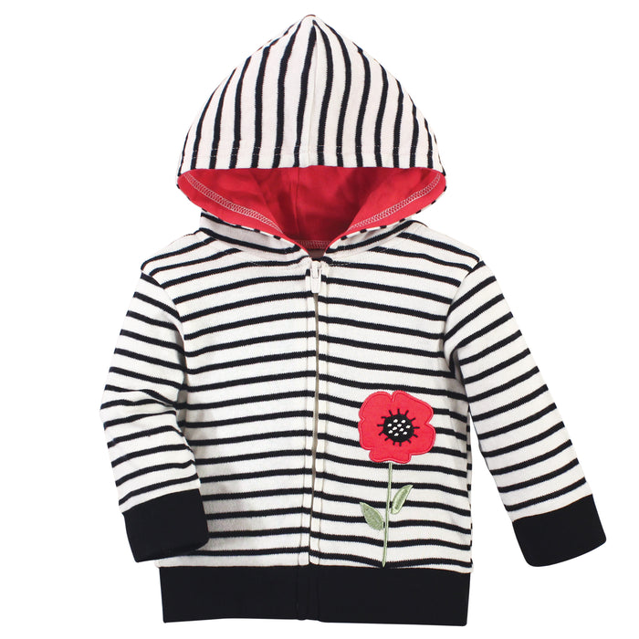 Touched by Nature Baby Girl Organic Cotton Hoodie, Bodysuit and Pant, Poppy