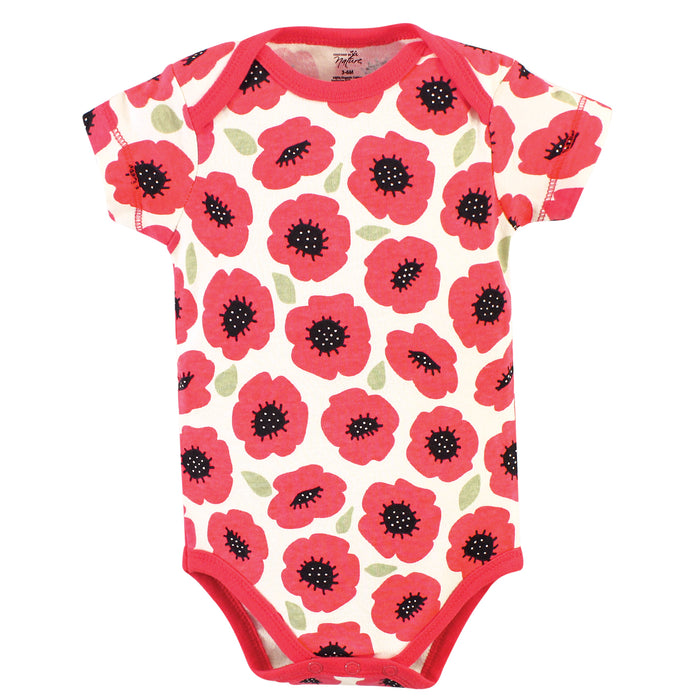 Touched by Nature Baby Girl Organic Cotton Hoodie, Bodysuit and Pant, Poppy